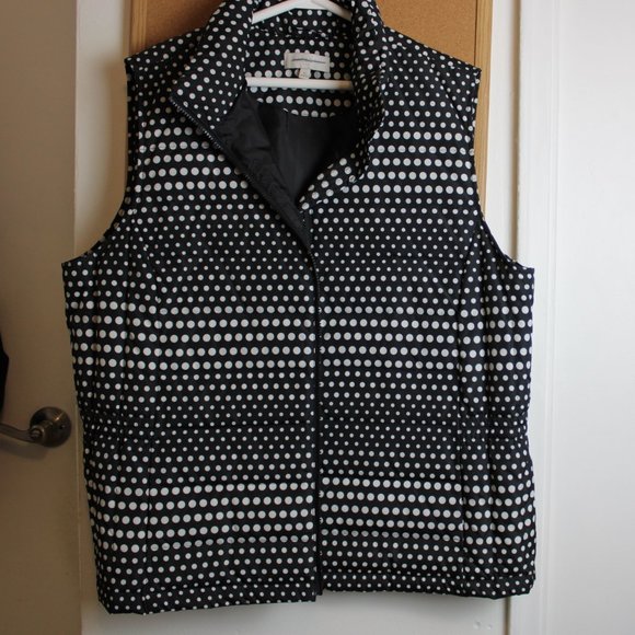 Black with white polka dots puffer vest XL - Picture 1 of 1